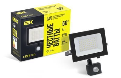 Прожектор СДО 06-50Д светодиодный черный с ДД IP54 6500K IEK