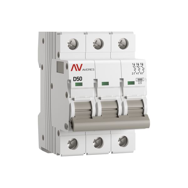 Выключатель автоматический AV-10 3P 50A (D) 10kA EKF AVERES