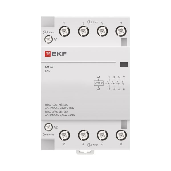 Контактор модульный КМ 63А 4NO 230В АС (3 мод.) PROXIMA EKF