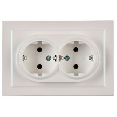 BRITE Розетка 2-местная с заземлением без защитных шторок 16А в сборе РС12-3-БрЖ жемчуг IEK