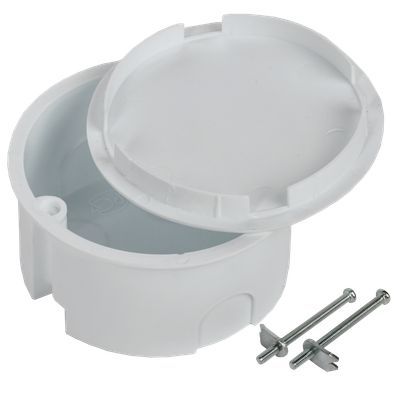 Коробка распаячная КМ41024 для полых стен безгалогенная (HF) D=80х40мм с металлическими лапками с крышкой IEK