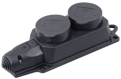 Розетка (колодка) 2-местная РБ32-1-0м с защитными крышками IP44 ОМЕГА каучук IEK