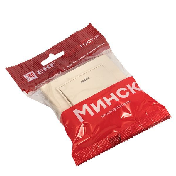 Выключатель 1-кл. СП, Минск, с индикатором 10А, бежевый EKF