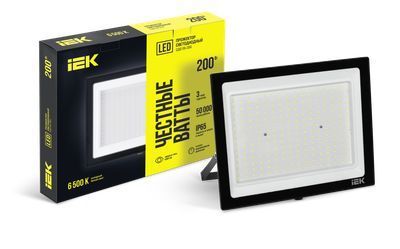 IEK 200Вт  6500К  16000Лм  IP65  420х330х28  чёрный / СДО 06-200