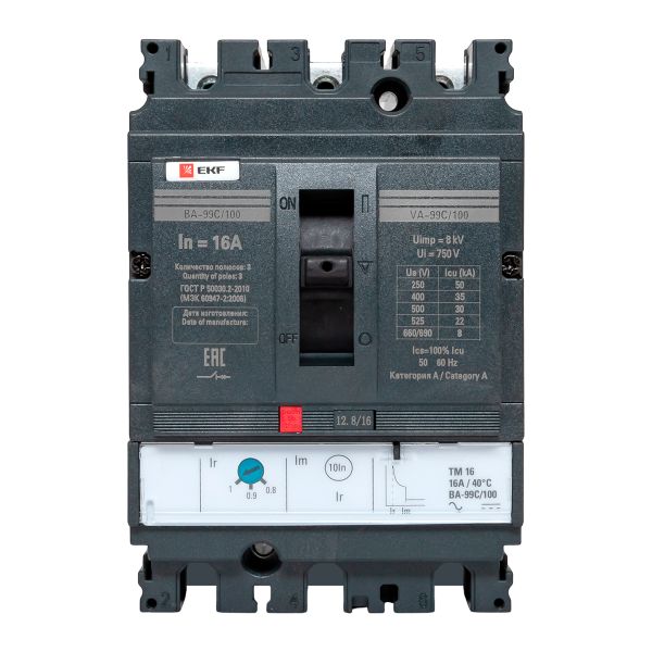 Выключатель автоматический ВА-99C 100/16А 3P 35кА EKF
