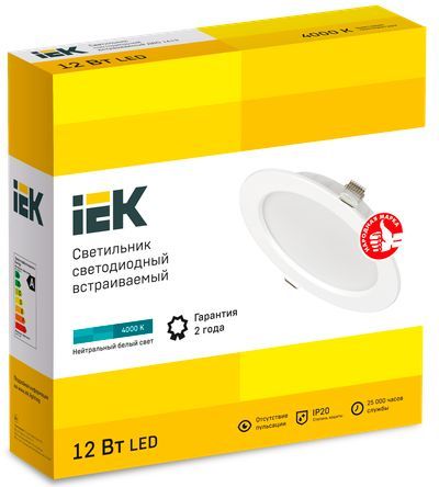 IEK 12Вт  4000К 860Лм 145х32 отв110  круг белый IP20 /LED ДВО 1613