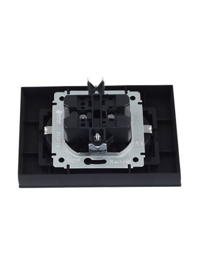 BRITE Розетка 2-местная с заземлением с защитными шторками 16А в сборе РСш12-3-БрГ графит IEK