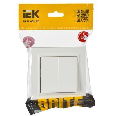 BRITE Выключатель 2-клавишный проходной 10А ВС10-2-6-БрБ белый IEK