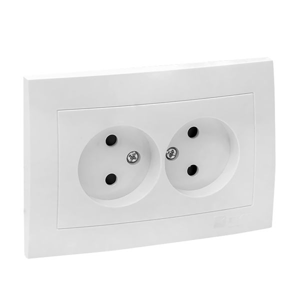 Валенсия розетка 2-местная б/з 10А белая с защ. штор. EKF PROxima