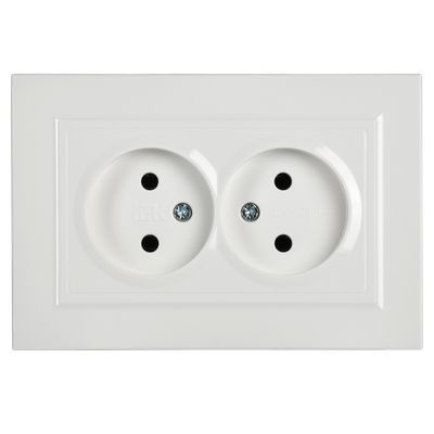 BRITE Розетка 2-местная без заземления без защитных шторок 10А в сборе РС12-2-БрБ белый IEK