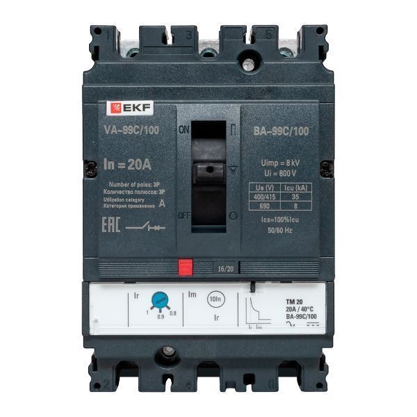 Выключатель автоматический ВА-99C 100/20А 3P 35кА EKF