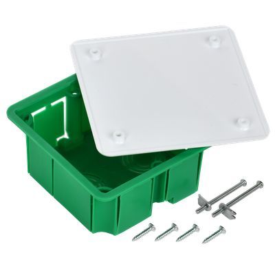 Коробка распаячная КМ41021 для полых стен безгалогенная (HF) 92х92х45мм с саморезами металлическими лапками и крышкой IEK