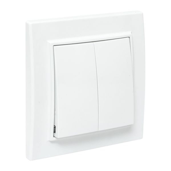 Минск Выключатель 2-клавишный СП,10А, белый EKF Basic