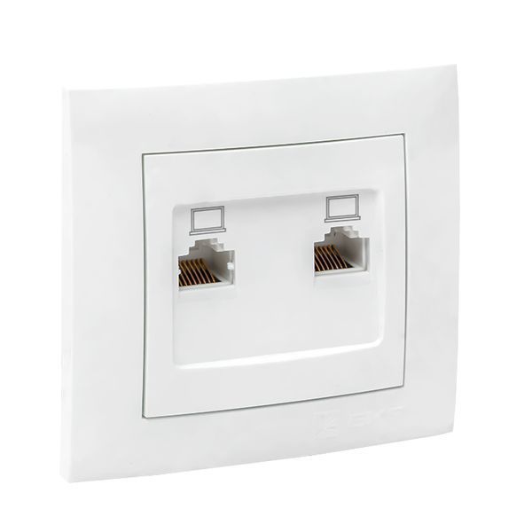 Валенсия розетка компьютерная RJ-45 2-местная белая EKF PROxima
