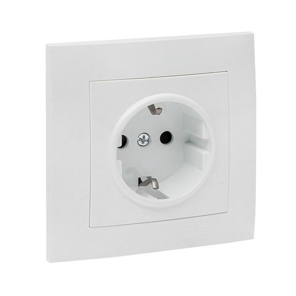 Валенсия розетка 1-местная с/з 16А белая с защ. штор. EKF PROxima