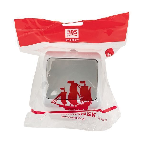 Мурманск Выключатель 1-клавишный 10А IP54 серый EKF