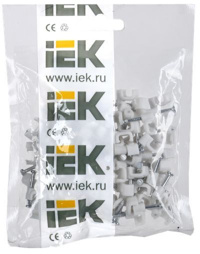 Скоба крепежная  d6 (100шт в уп-ке) плоская пластиковая ИЭК