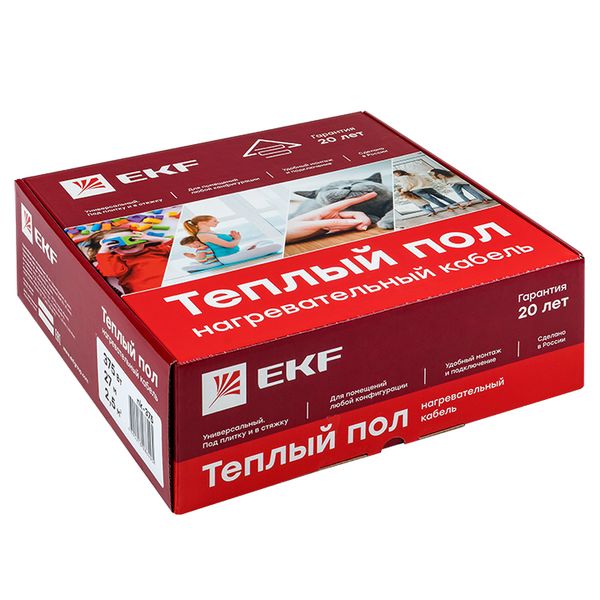 Теплый пол (нагревательный кабель) 225Вт 16 м 1,5 м2 (без терморегулятора) EKF