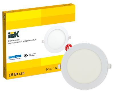 IEK 18Вт 6500К 1260Лм d225 мм внутр 200 мм круг белый IP20 /ДВО 1608