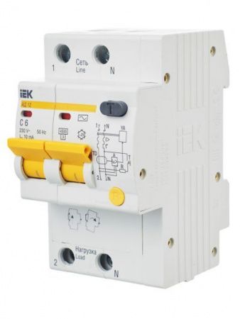 KARAT Дифференциальный автомат АД12 2P 6А 10мА тип AC IEK