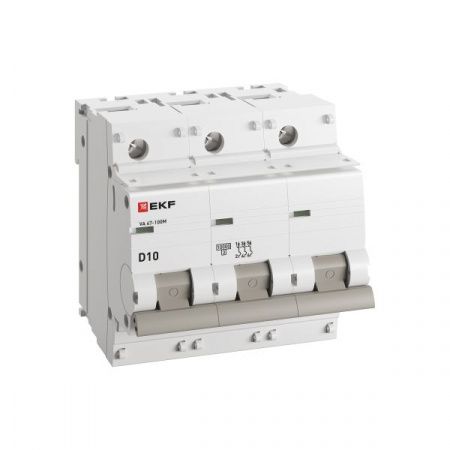 Автоматический выключатель ВА 47-100M 3P 10А (D) 10kA без теплового расцепителя EKF PROXIMA