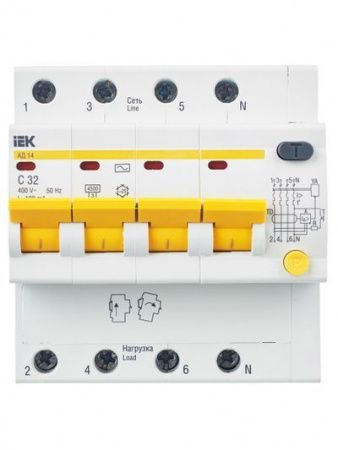 Диф. автомат  4П  32А 100мА  IEK  АД-14