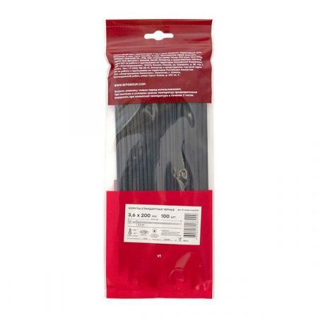 Хомут P6.6 стандартный (ч), 3.6x200 (100шт) FlexLock EKF