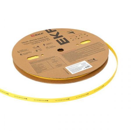Термоусаживаемая трубка ТУТ нг 12/6 желтая рулон EKF PROxima