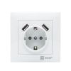 Валенсия розетка 1-местная с/з 16А белая с защ. штор. с 2 USB 2,1А EKF PROxima