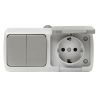 Мурманск Блок розетка 1-м 16А с заземлением с крышкой + 2-кл выключатель IP54 серый EKF