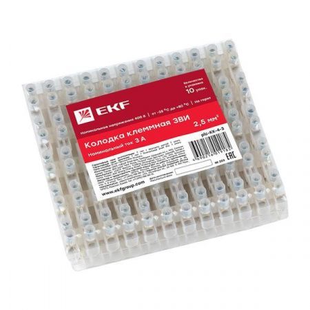 Колодка клеммная полиэтилен 0,5-2,5(4) мм2 3А 12 секций EKF