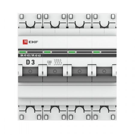 Автоматический выключатель ВА 47-63 4P 3А (D) 4,5kA EKF PROXIMA