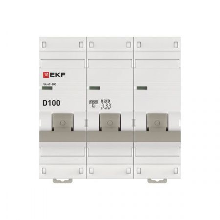 Автоматический выключатель 3P 100А (D) 10kA ВА 47-100 EKF PROxima