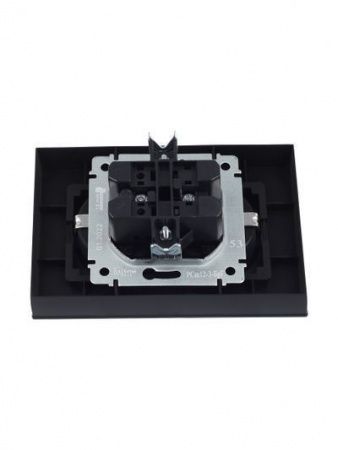 BRITE Розетка 2-местная с заземлением с защитными шторками 16А в сборе РСш12-3-БрГ графит IEK