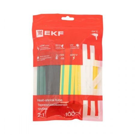 Термоусаживаемая трубка ТУТ нг 16/8 набор:7 цветов по 3шт. 100мм. EKF PROxima