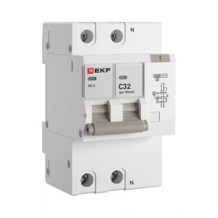 Автоматический выключатель дифференциального тока АД-2 2Р 32А характеристика C 100мА тип АС электронный 6кА PROXIMA EKF