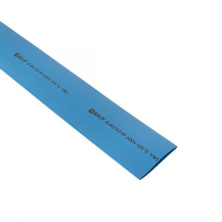 Термоусаживаемая трубка ТУТ нг 40/20 синяя в отрезках по 1м EKF PROxima