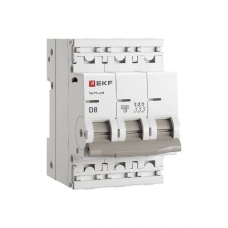 Выключатель автоматический модульный 3п D 8А 6кА ВА 47-63N PROxima EKF M636308D