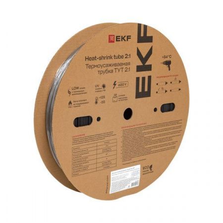 Термоусаживаемая трубка ТУТ нг 40/20 черная рулон EKF PROxima