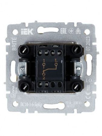 BRITE Выключатель 1-клавишный проходной 10А ВС10-1-6-БрКр бежевый IEK