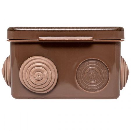 Коробка распределительная КМР-030-031 с крышкой (80x80x50) 7 мембранных вводов тёмное дерево IP54 EKF PROxima