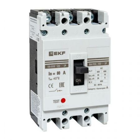 Выключатель автоматический ВА-99М 100/80А 3P 35кА EKF