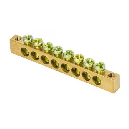 Шина PEN "ноль-земля" (6x9мм) 8 отверстий латунь крепеж по краям EKF PROxima