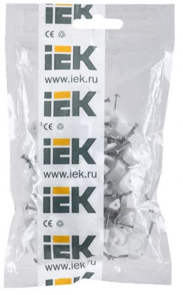 Скоба крепежная d10 (100шт в уп-ке) плоская пластиковая IEK