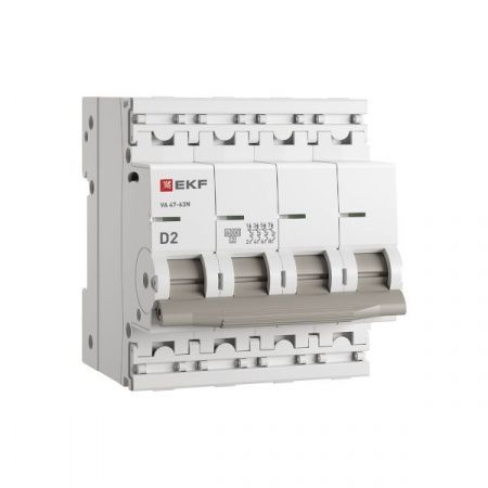Автоматический выключатель 4P 2А (D) 6кА ВА 47-63N PROxima EKF